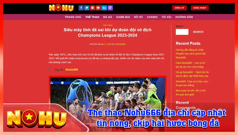 The thao Nohu666 dia chi cap nhat tin nong ckip hai huoc bong da